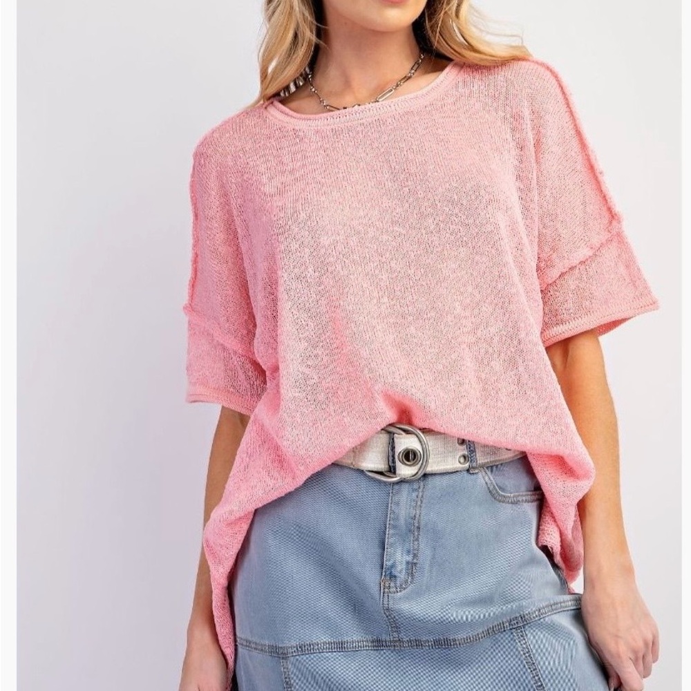 Casual Pink Knit Tee for Women **NEW**